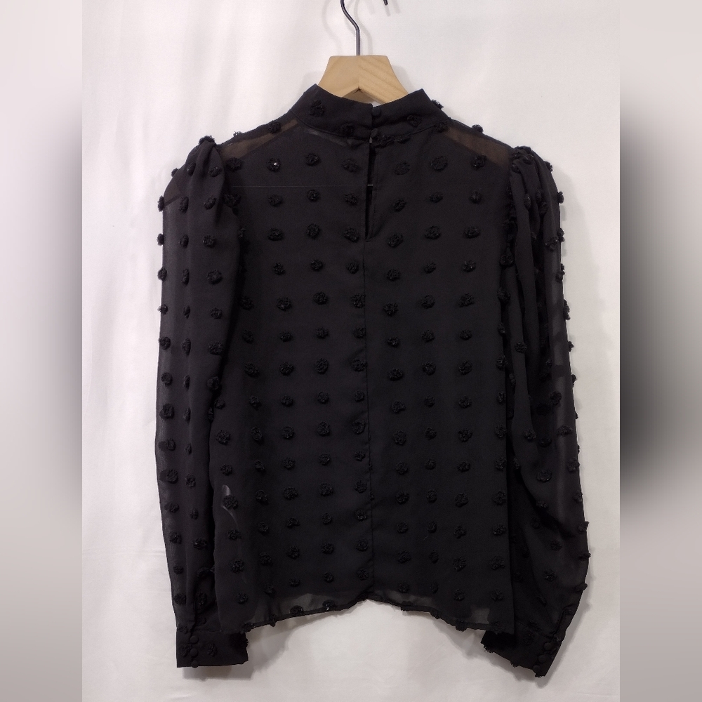 Zara Sheer Swiss Dot Blouse Women's S Black Retro Boho Y2K Fairy Grunge - Picture 6 of 9